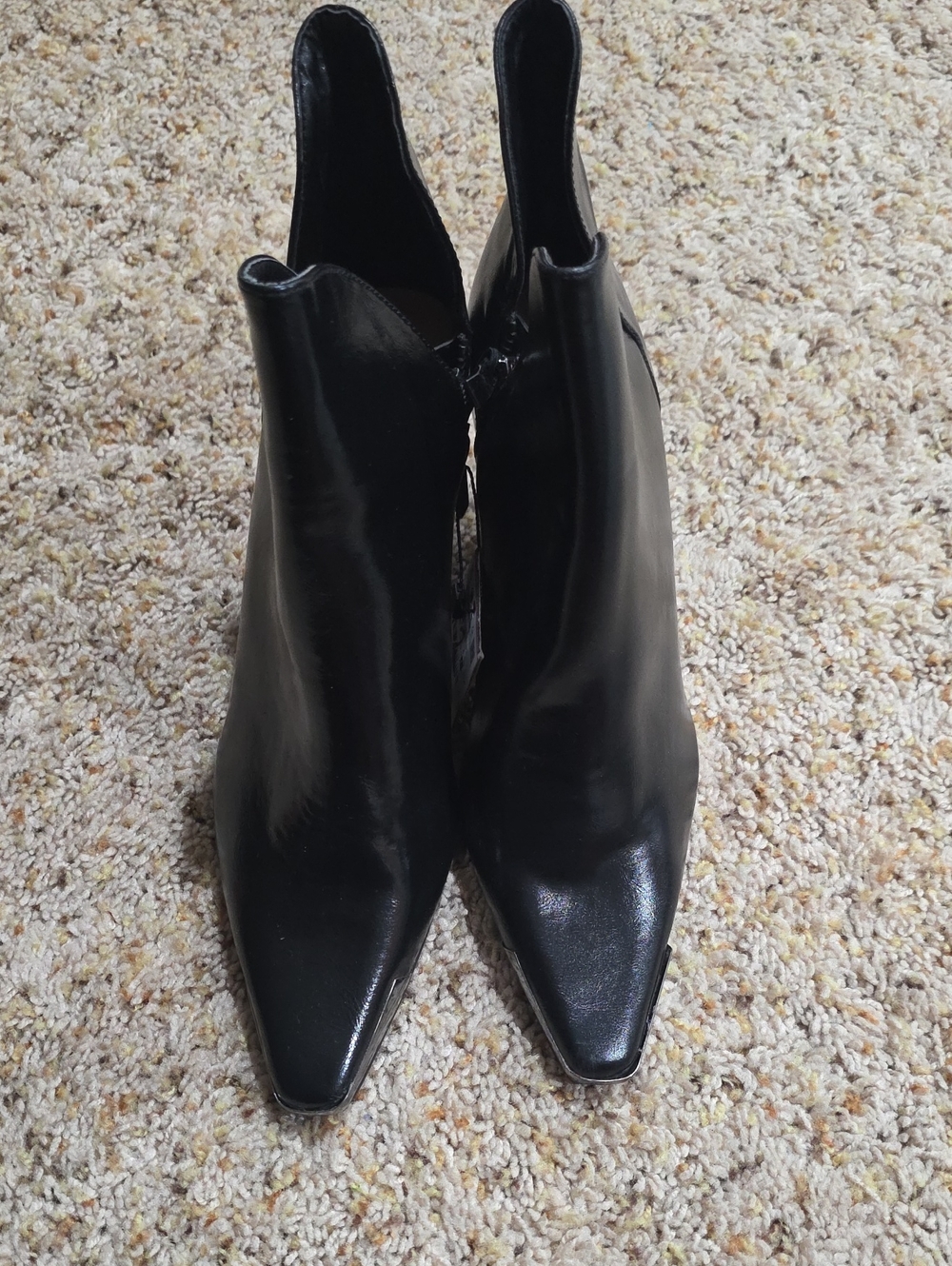 Zara Black Pointed Ankle Heeled Boots